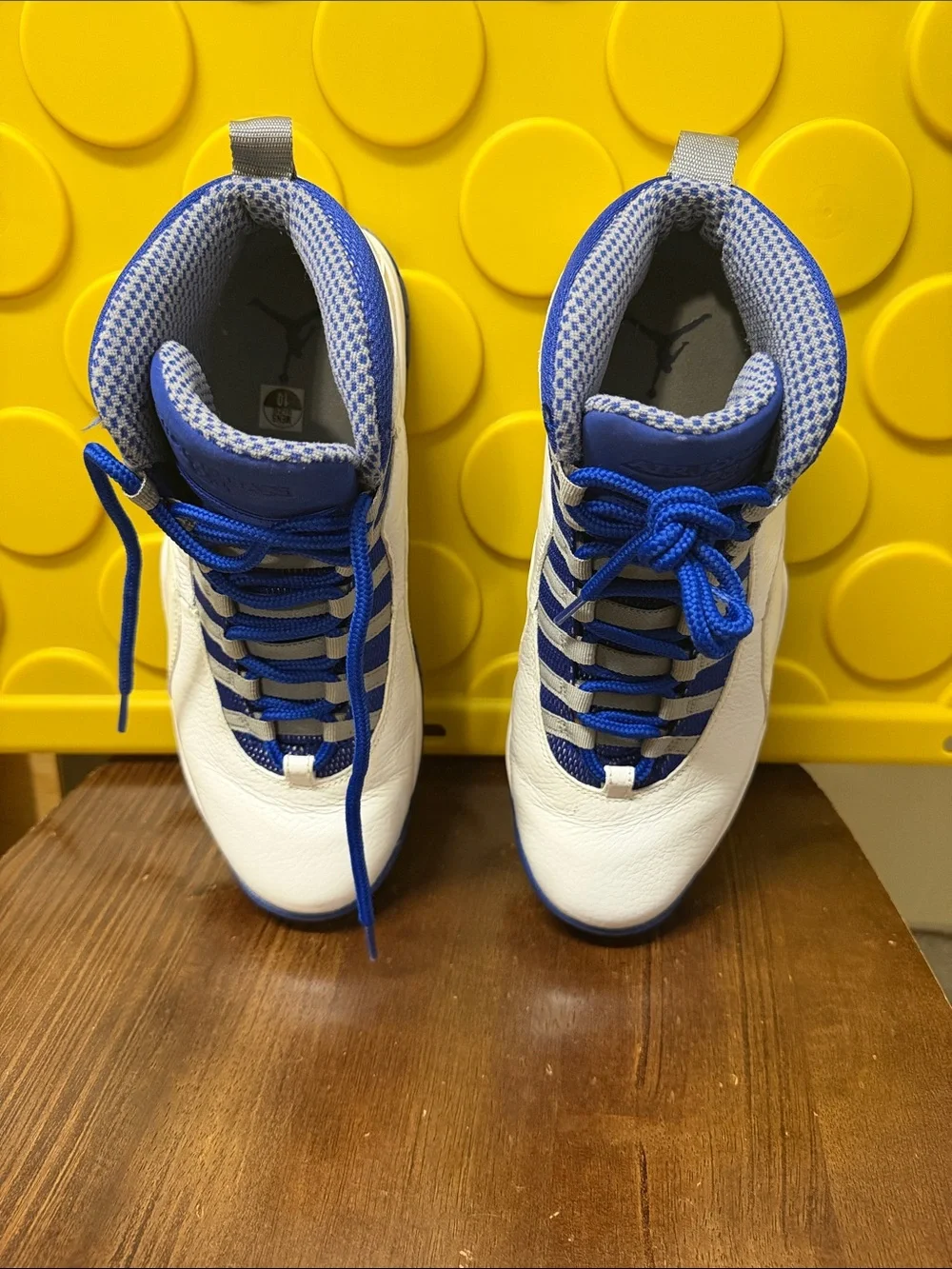 Jordan Retro White and Blue High-Top Sneakers